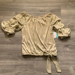 Size M CeCe beautiful gold sparkling holiday blouse New with tags